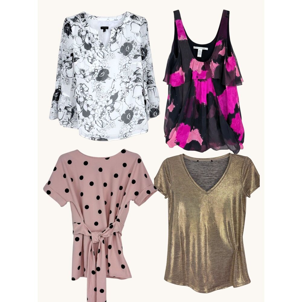 Women's Dressy Tops Lot of 4 Designer Brands S/M sizes Reseller Bundle